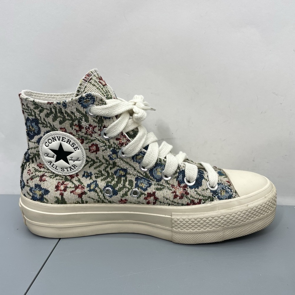 Converse All Star Lift Platform High Sneakers Shoes Floral Tapestry Blue Women 7 - Picture 10 of 13